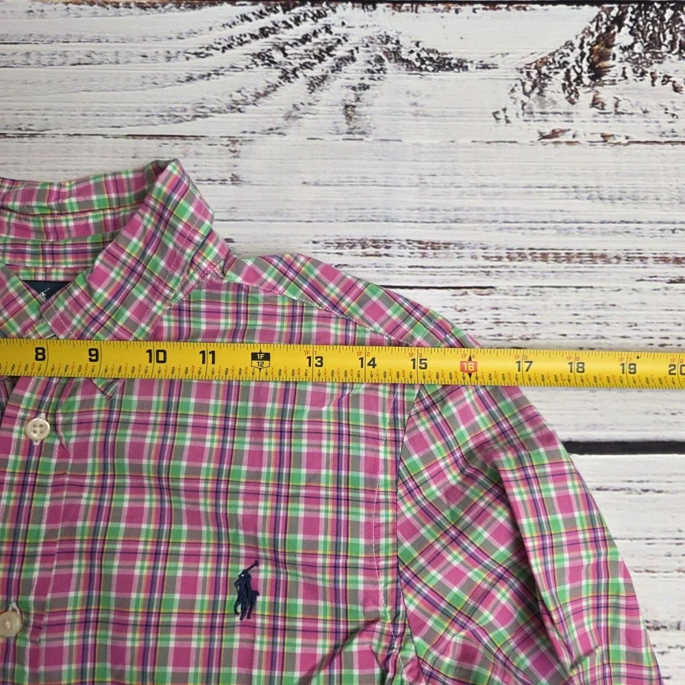 Ralph Lauren Shirt Boys Youth Large 14/16 Colorful Plaid Long Sleeve Button Down